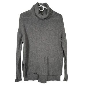 OFFLINE by Aerie Gray Knit Turtleneck Sweater Thumbhole High Low Tunic Top Small